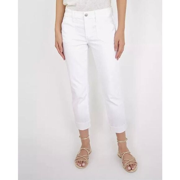 NWT Paige Brigitte Fashion Patch Pocket Crisp White Jeans - Size: 27 - Picture 1 of 13